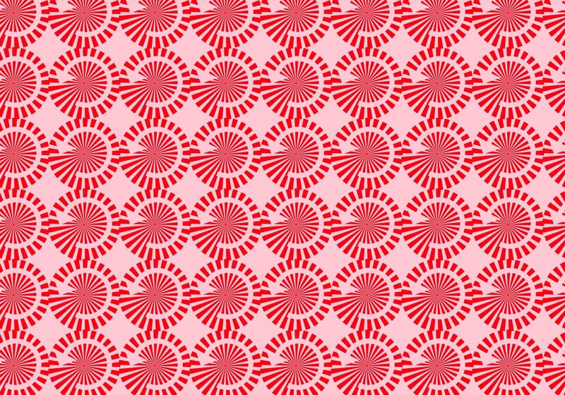 red radial pattern on pink