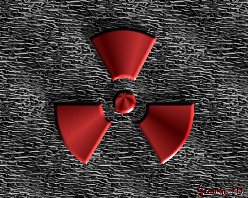 Red radiation symbol on textured background