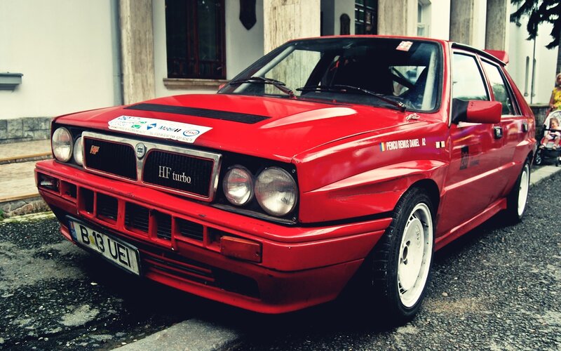 Red Rally Car — Dramatic, Afternoon, Photograph