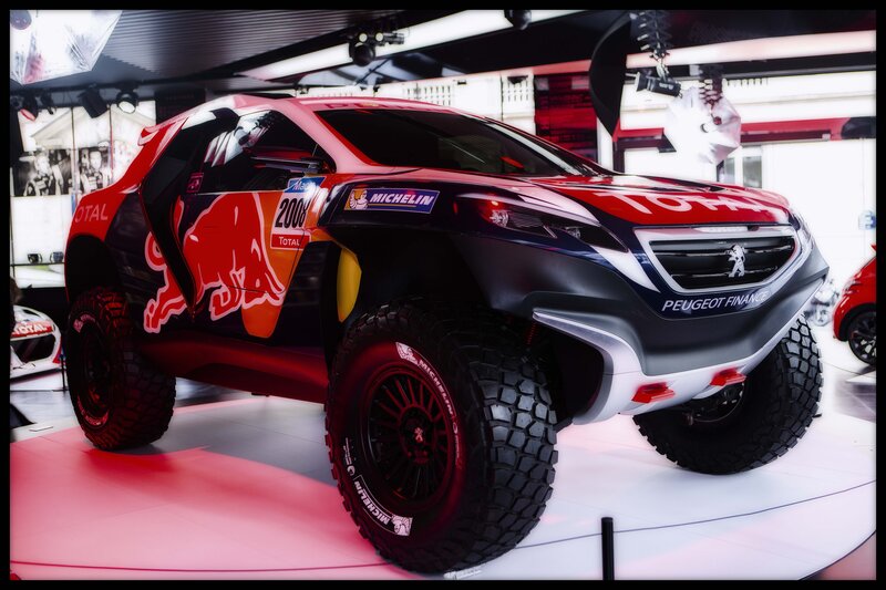 Red Rally Car — Dramatic, Photograph