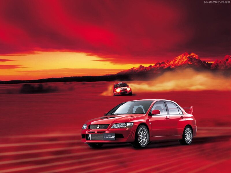 Red Rally Car — Dramatic, Sunset, Photograph