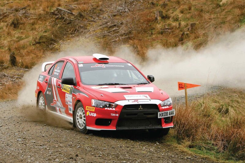 Red Rally Car — Dynamic, Autumn, Photograph