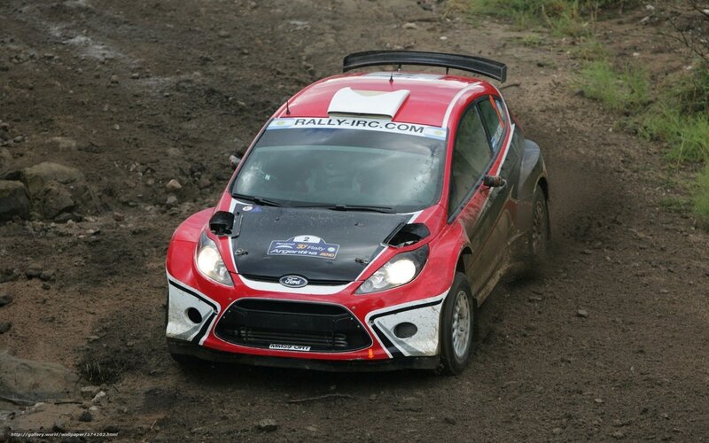 Red Rally Car — Dynamic, Photograph, Dirt Road