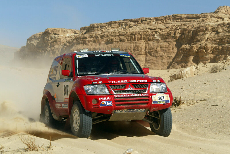 Red Rally Car in Desert