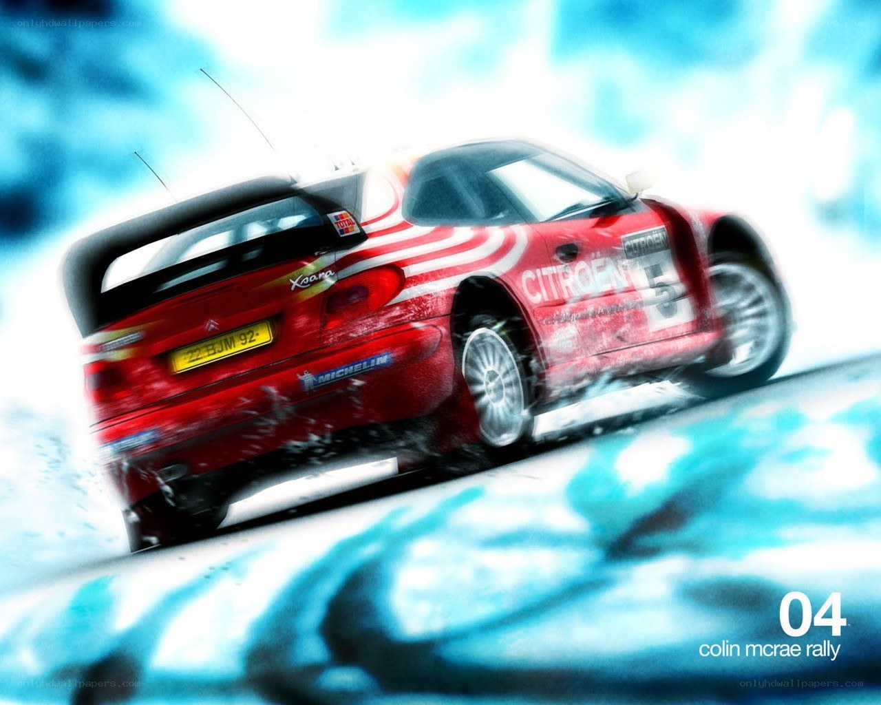red rally car in motion