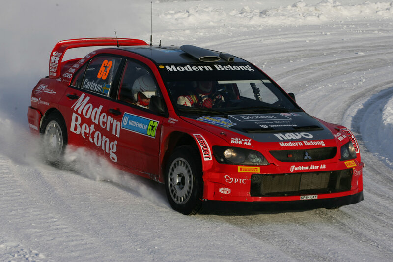 Red Rally Car in Snow — Dynamic