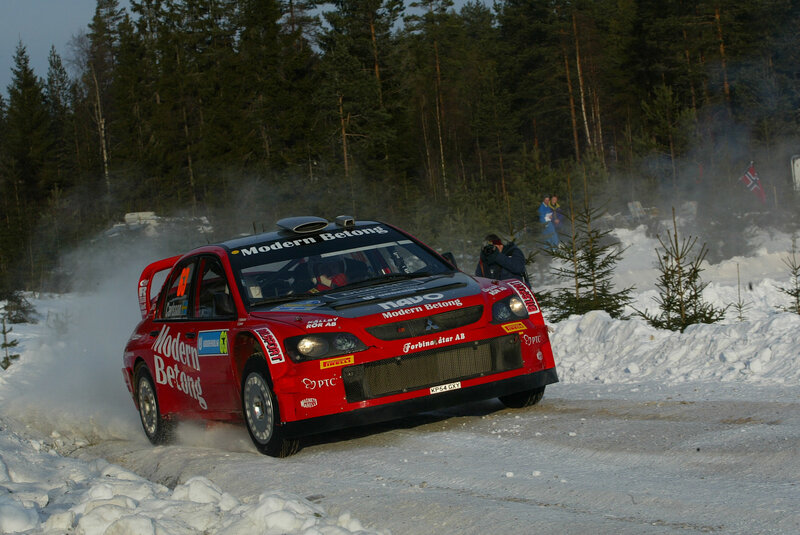 Red Rally Car in Snow — Dynamic, Winter