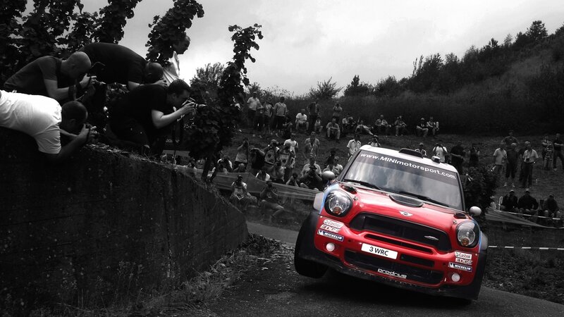 Red Rally Car on Track — Dynamic