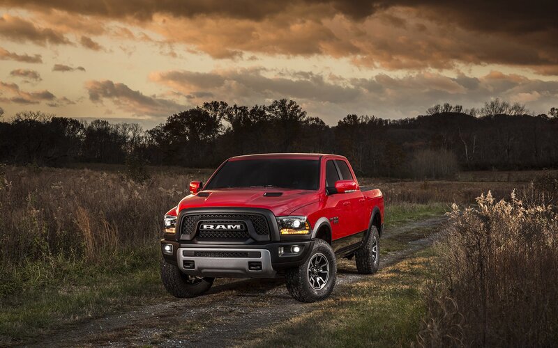 Red Ram Pickup Truck — Dramatic, Sunset