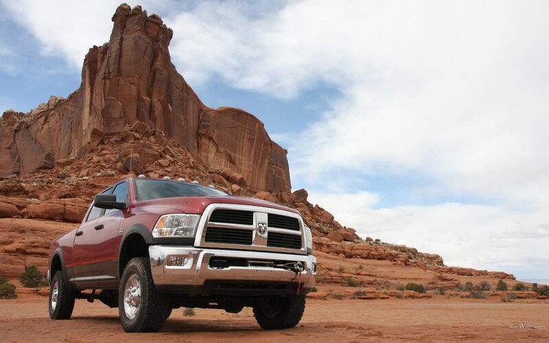 Red Ram truck in desert