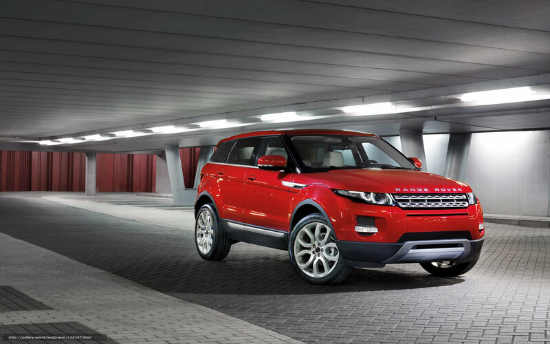 Red Range Rover Evoque in parking garage