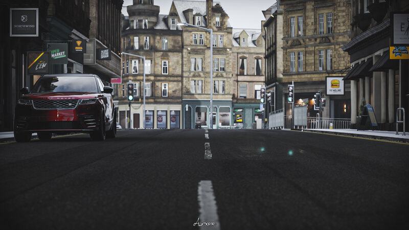 Red Range Rover on Street