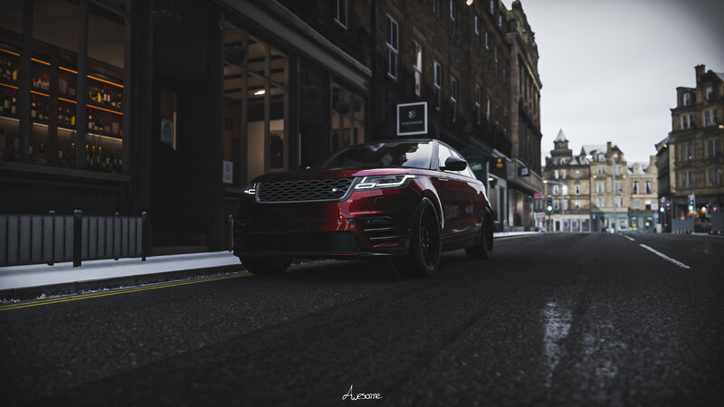 Red Range Rover Suv — Dramatic, Night