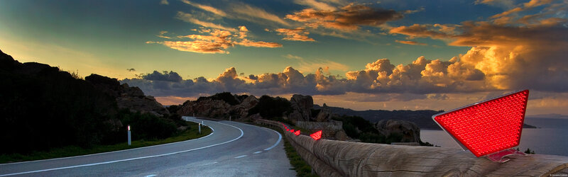 Red Reflector on Road