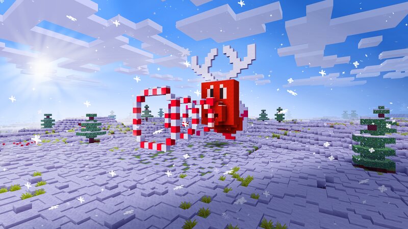 Red Reindeer in Snow