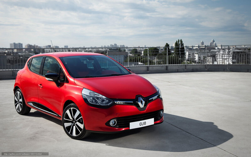 Red Renault Clio on rooftop