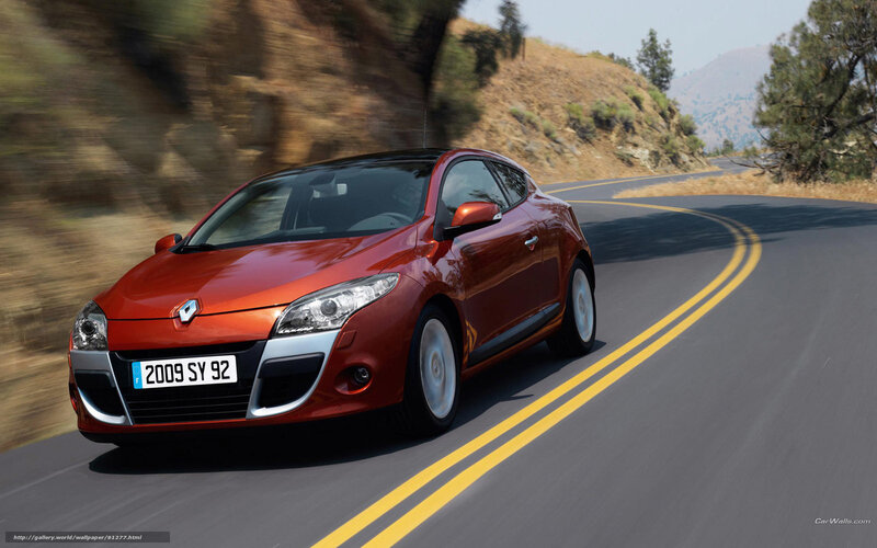 red renault on winding road
