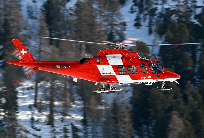 Red Rescue Helicopter — Dynamic, Winter, Photograph