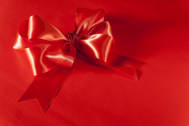 Red Ribbon Bow — Festive, Photograph