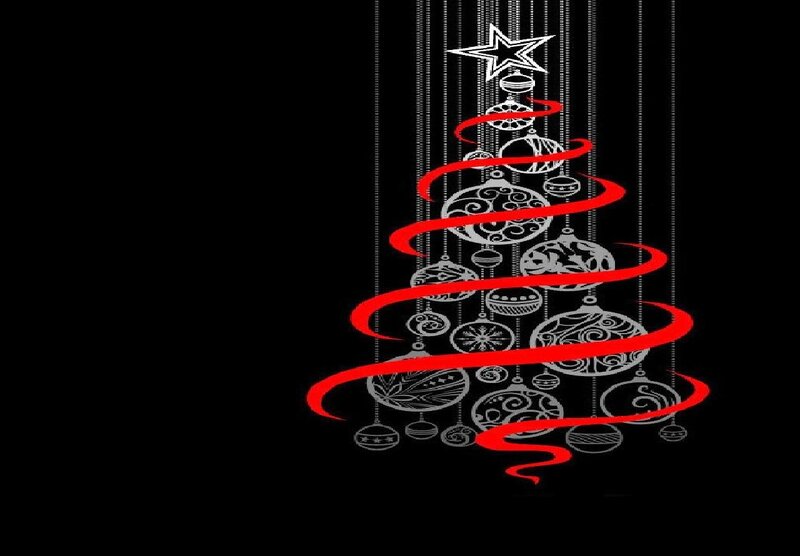Red Ribbon Christmas Tree — Black