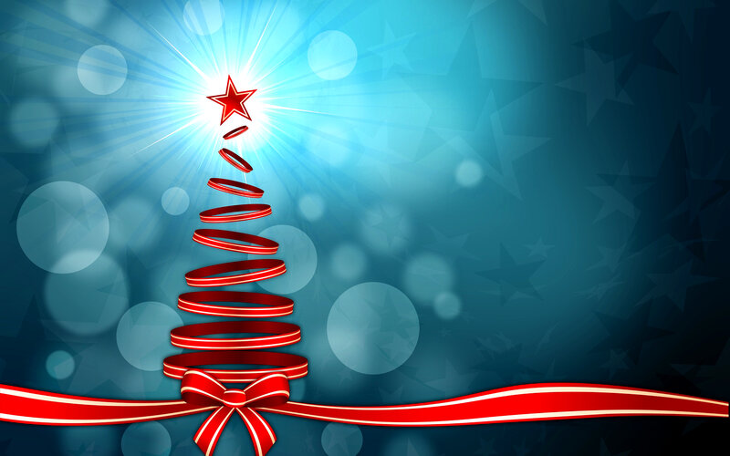 Red Ribbon Christmas Tree — Blue
