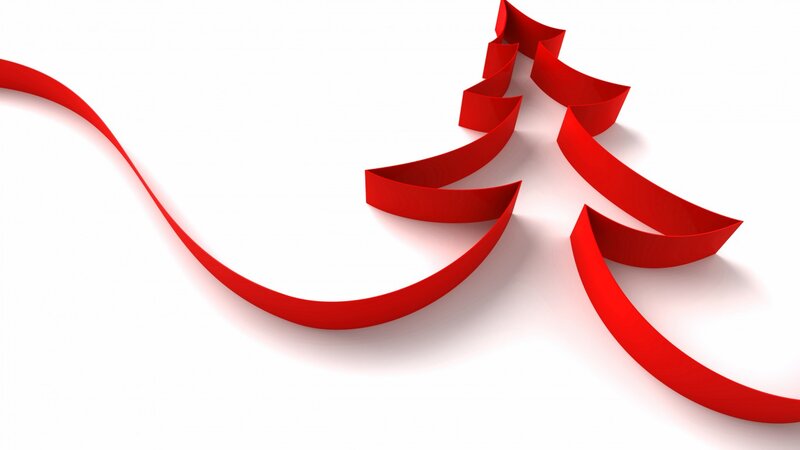 Red Ribbon Christmas Tree — Festive, 3d Render, Shadow