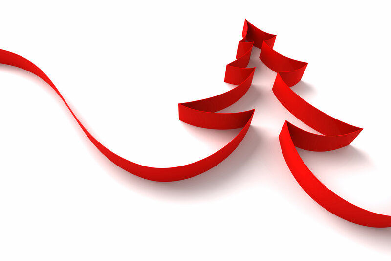 Red Ribbon Christmas Tree — Festive, 3d Render