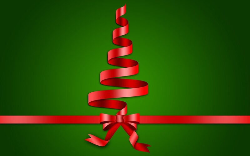 Red Ribbon Christmas Tree — Festive, Winter
