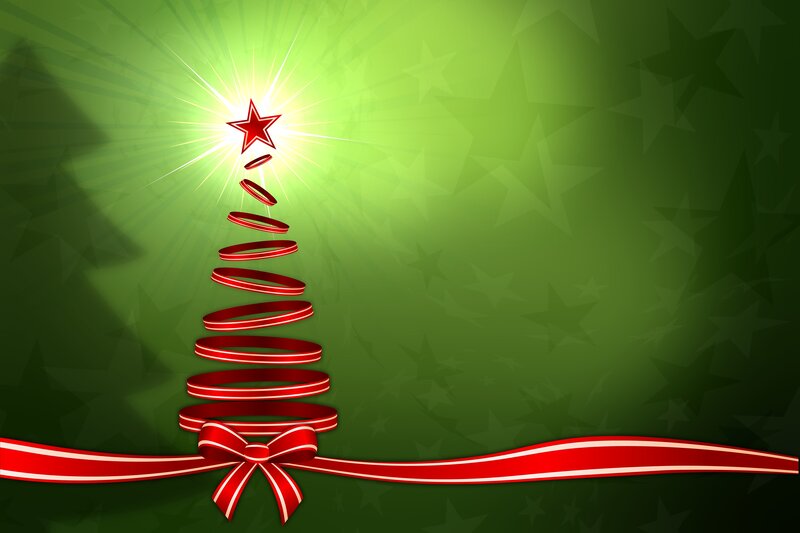 Red Ribbon Christmas Tree — Green