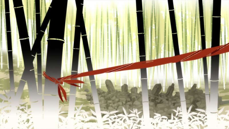 Red Ribbon in Bamboo Forest