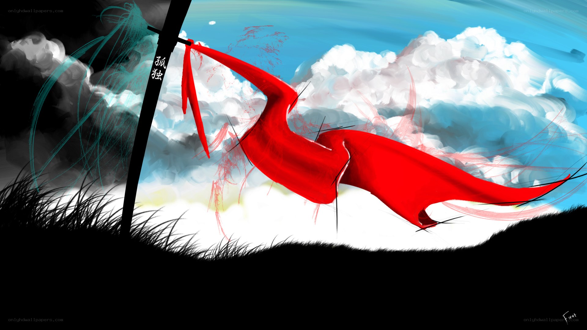 Red ribbon in the wind