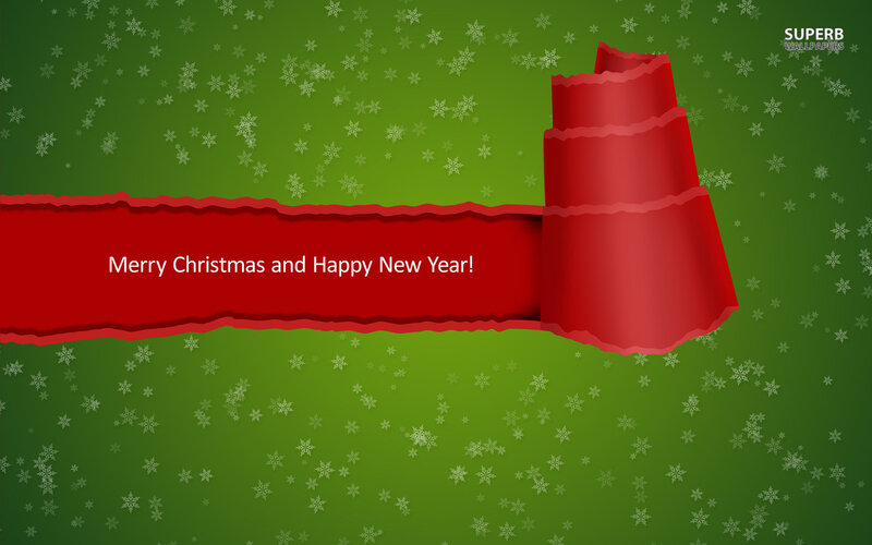 Red Ribbon on Green Background