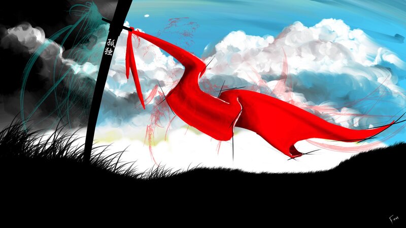 Red Ribbon on Pole