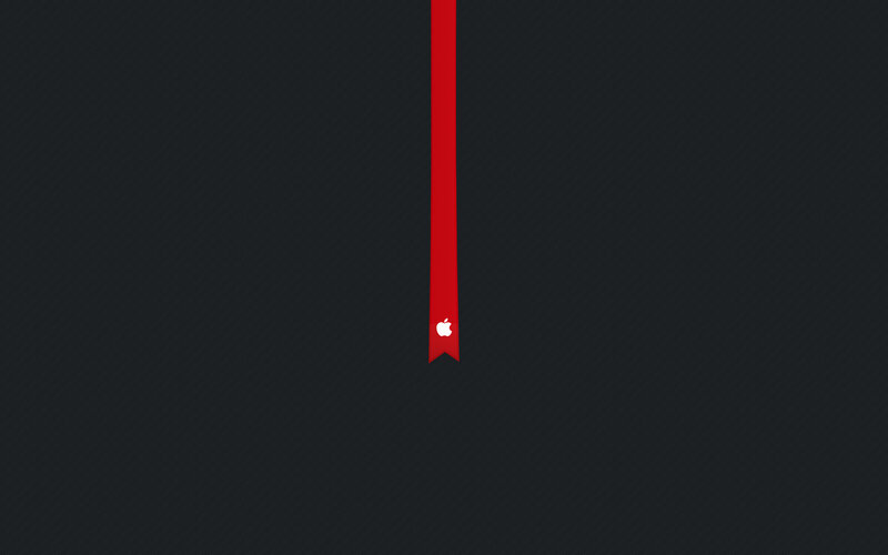 red ribbon with apple logo