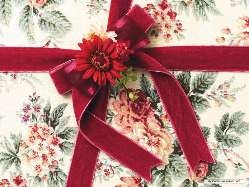 Red Ribbon with Flower — Festive