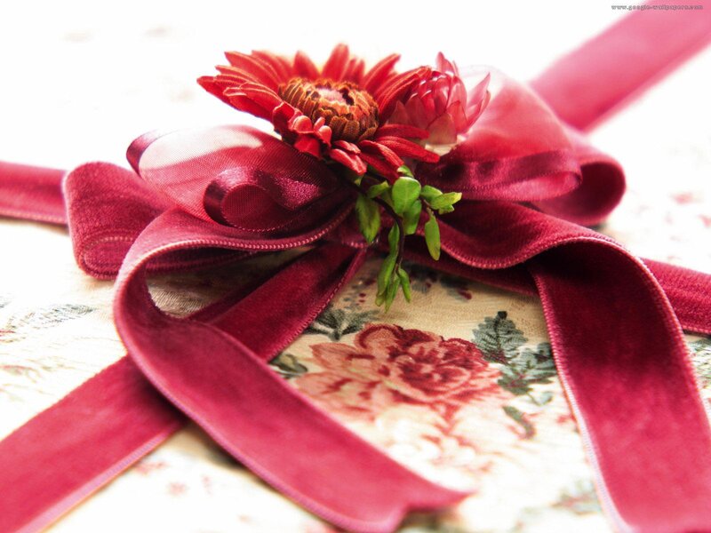 Red Ribbon with Flower