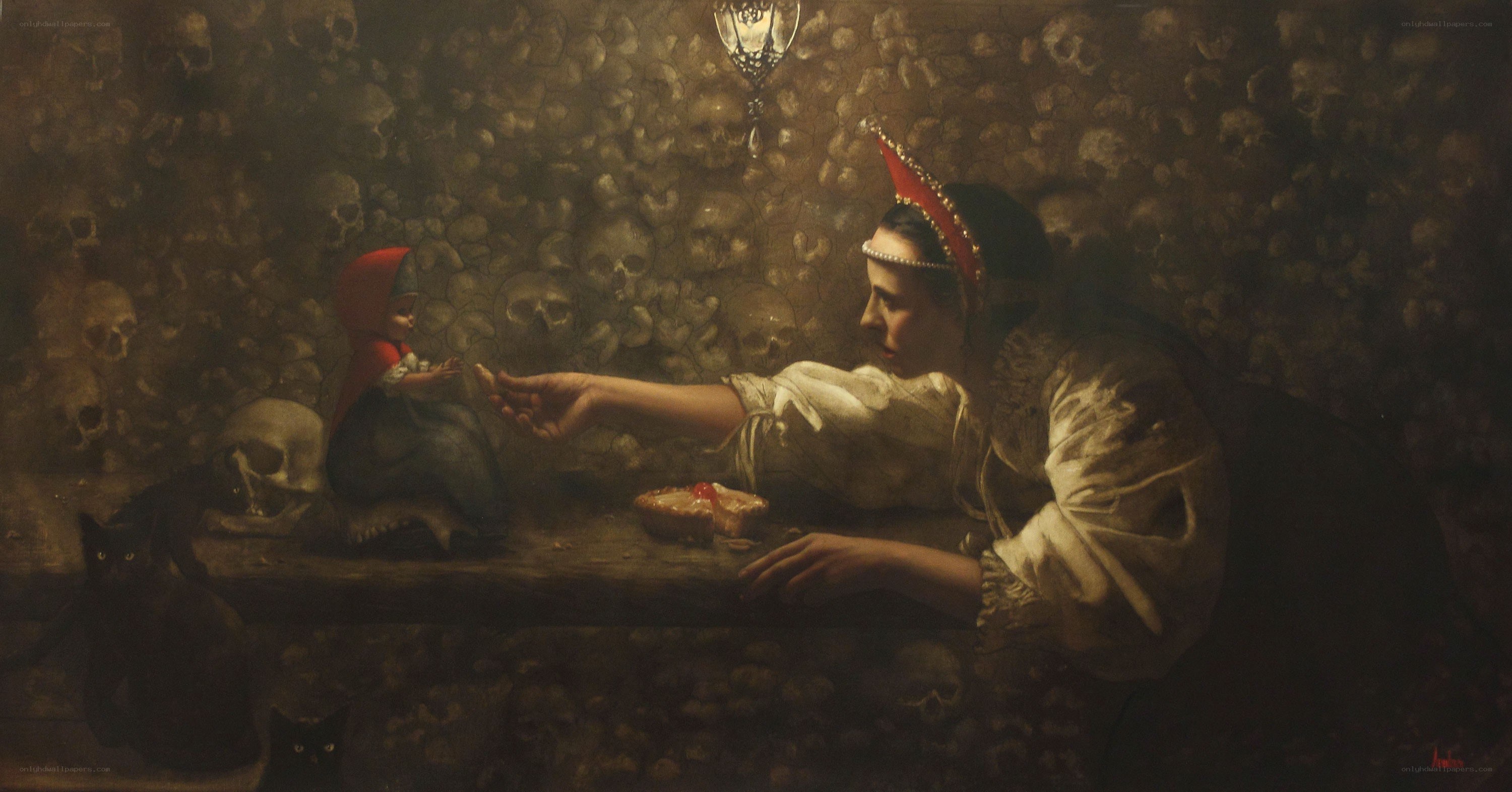 Red Riding Hood in a crypt