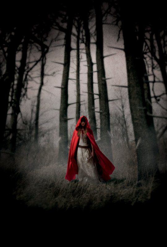 Red Riding Hood in a dark forest