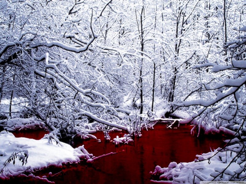 Red River in Snow — White, Dramatic