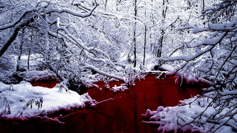 Red River in Snow — White, Dramatic, Winter