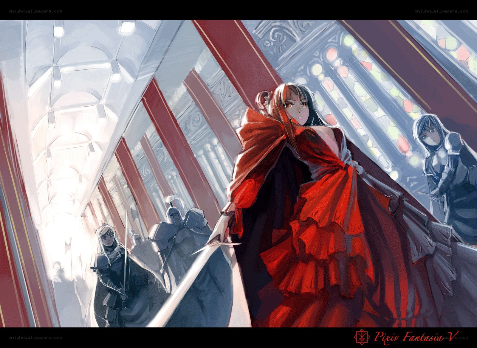 Red-robed figure in a cathedral