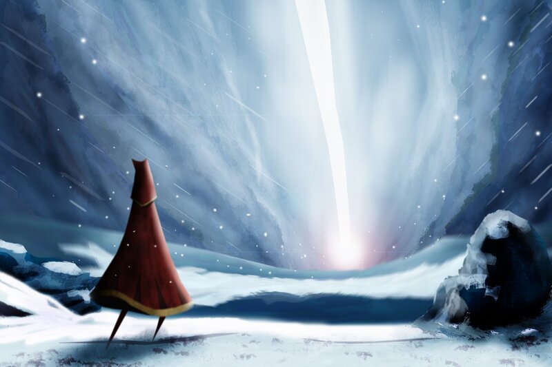 Red-robed Figure in Snow