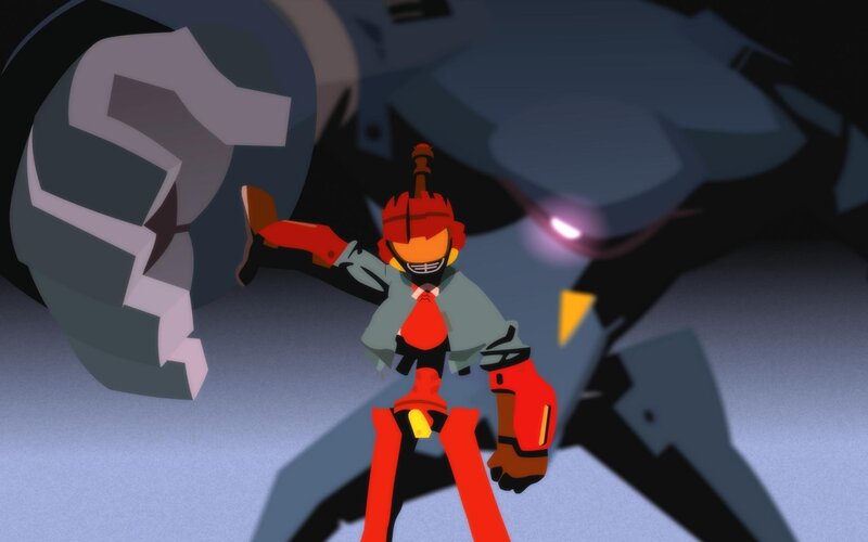 Red Robot Character — Dramatic, Digital Art