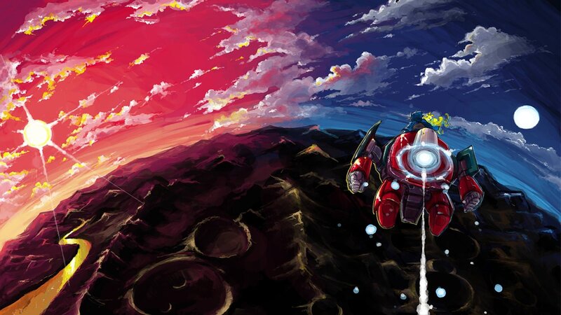 Red Robot Flying — Dramatic, Sunset