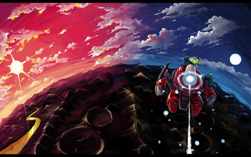 Red Robot Flying — Dramatic