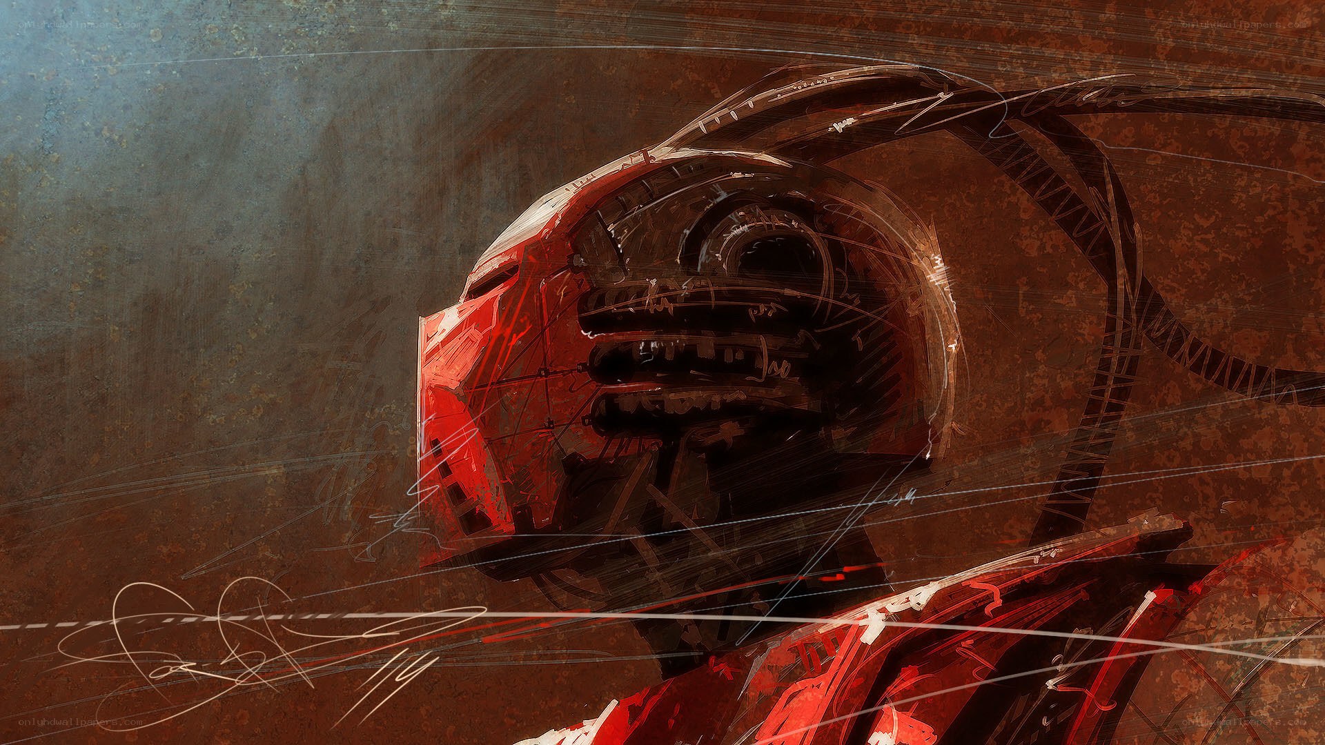 red robot head concept