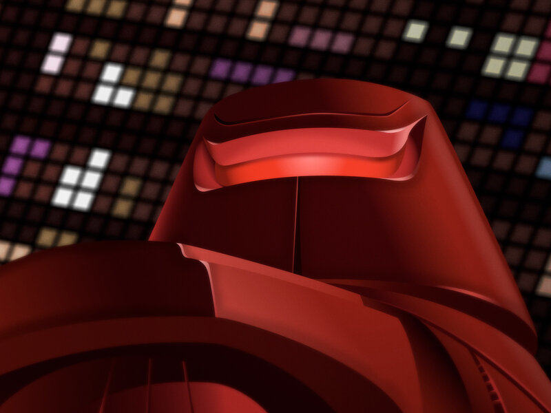 red robot helmet close-up