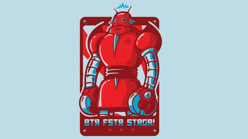 Red Robot Illustration — Retro