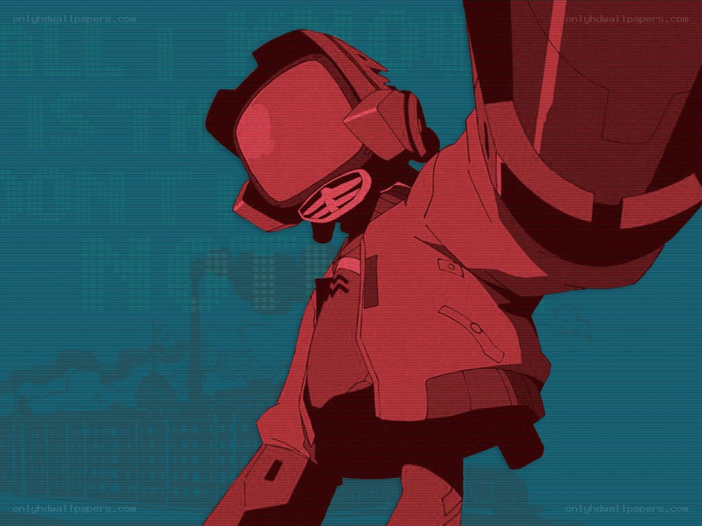 red robot in city