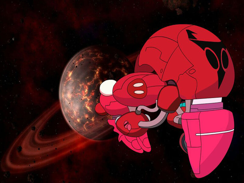 Red Robot in Space — Dramatic